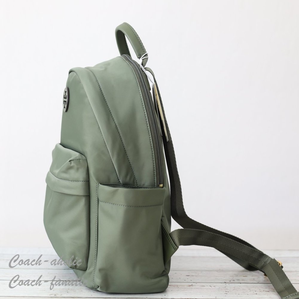 NWT Tory Burch Ella Logo Dual Zip Compartment Nylon Backpack in Palm Leaf - Picture 5 of 11